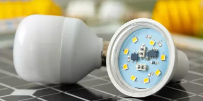 A Close Up Of An Led Bulb, Showing Its Internal Structure And Components That Can Cause Flickering.